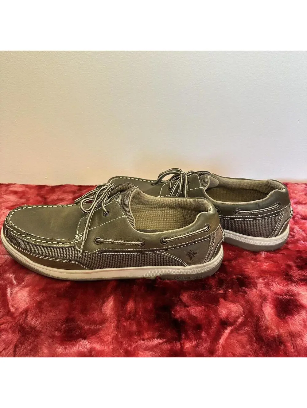Margaritaville Men's Anchor Lace Up Shoes Sz 12 Brown Leather Deck Loafer #0158